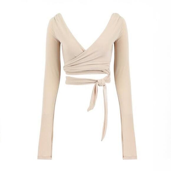 Laina Rauma Superfine Jersey Wrap Top - L - Latte - Picture 1 of 3